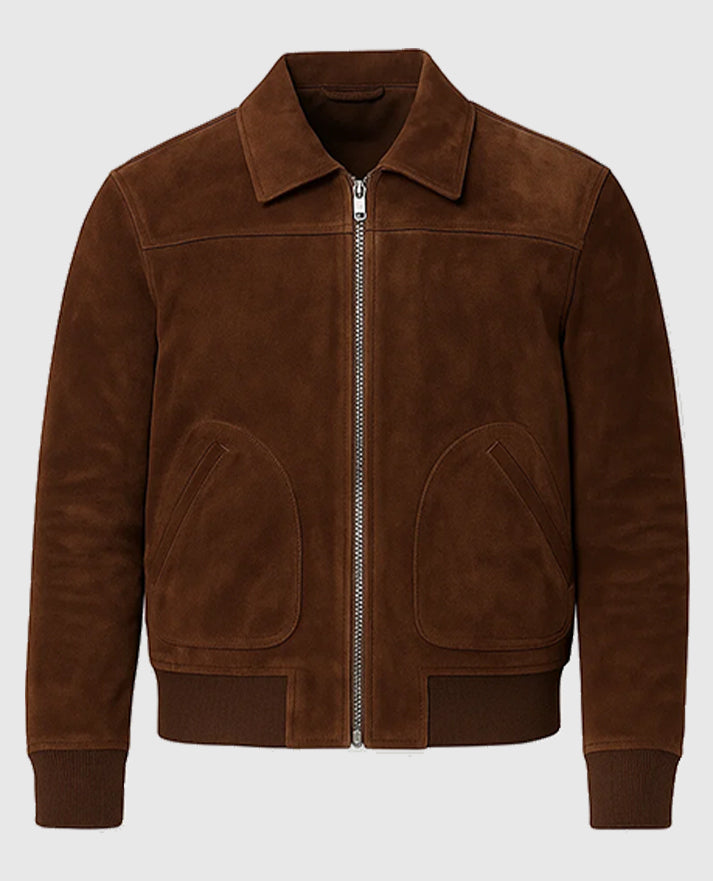 David Beckham Brown Suede Leather Jacket