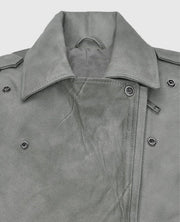 Women's Gray Suede Biker Leather Jacket