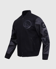 NBA Golden State Warriors Men's Black Varsity Jacket