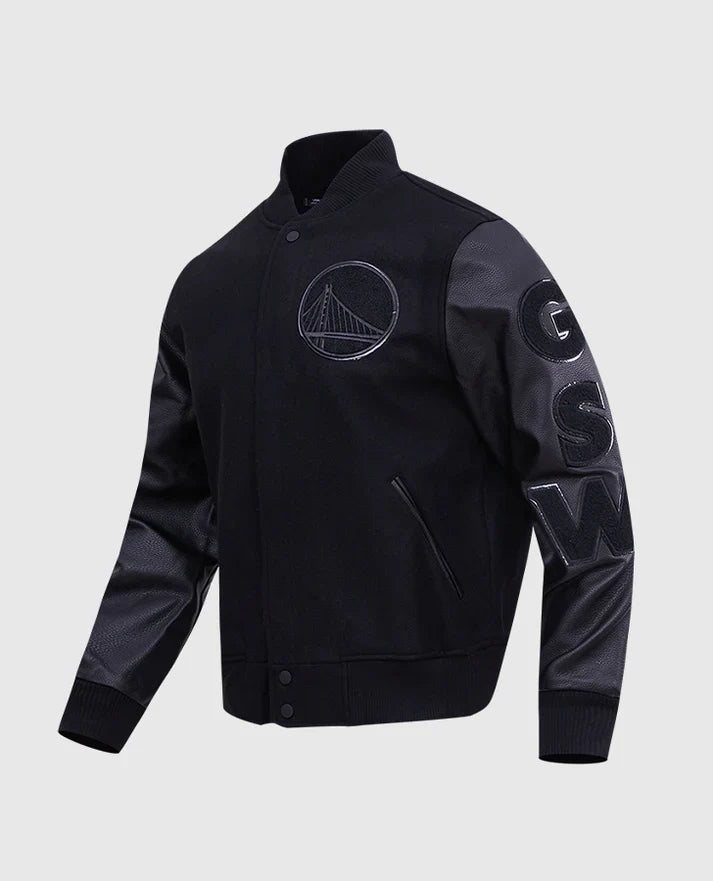 NBA Golden State Warriors Men's Black Varsity Jacket