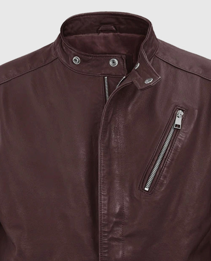 Men's Motorad Burgundy Biker Leather Jacket