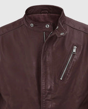 Men's Motorad Burgundy Biker Leather Jacket