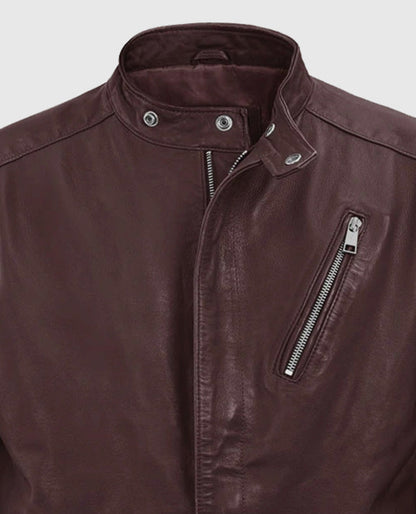 Men's Motorad Burgundy Biker Leather Jacket