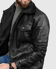 Men's Black Sherpa Leather Jacket
