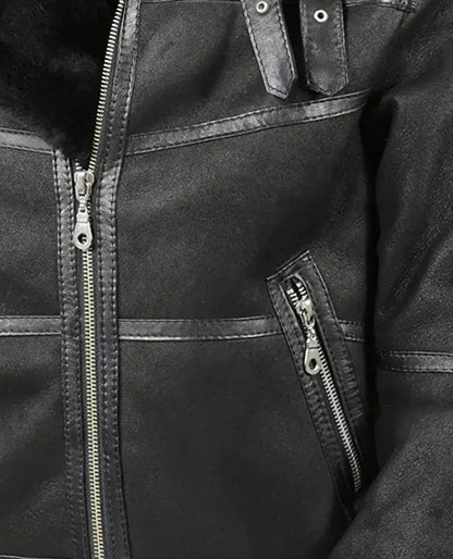 Men's Aviator B16 Sheepskin Black Shearling Jacket