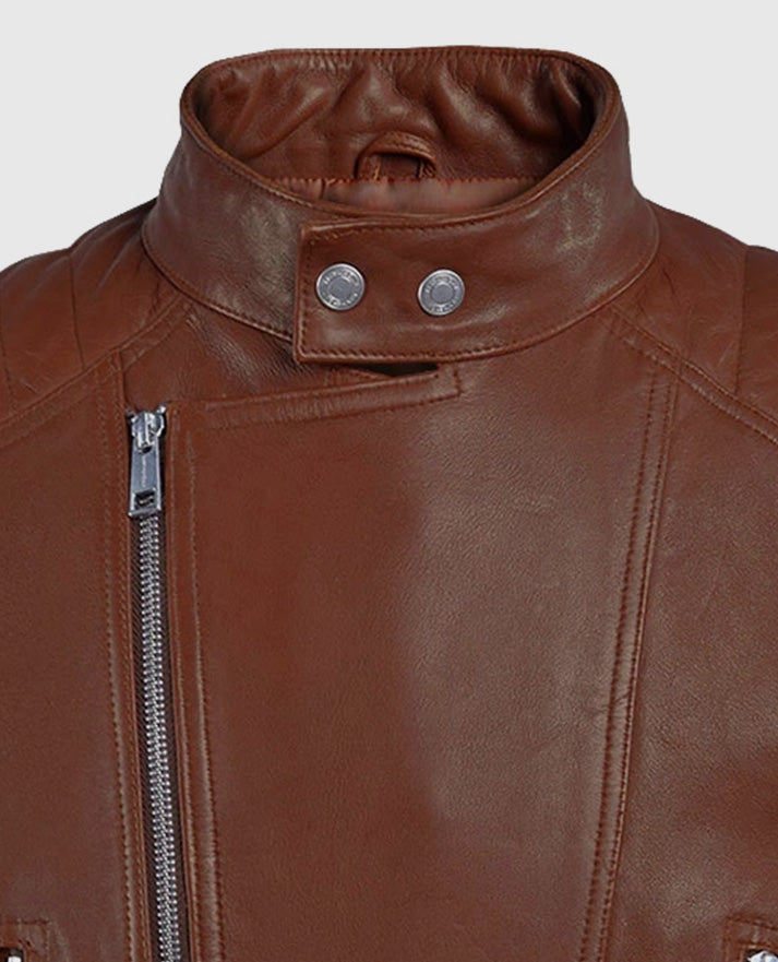 Men's Shotgun Tan Moto Leather Jacket