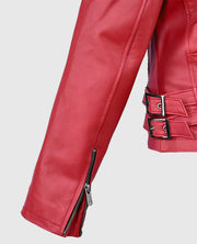 Soft Raspberry Red Gigi Hadid Leather Jacket