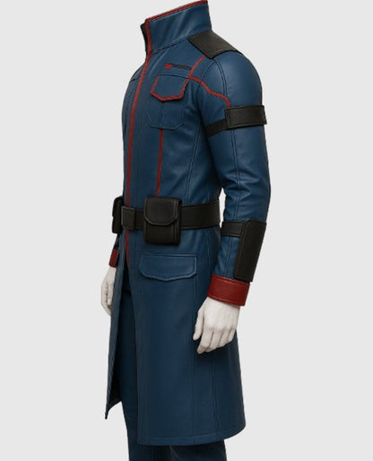 Star Lord Guardians of the Galaxy Blue Leather Coat