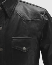 Men's Black Trucker Leather Jacket