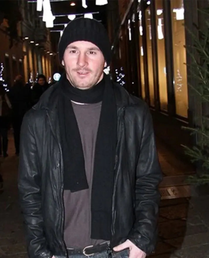 Lionel Messi Black Leather Jacket