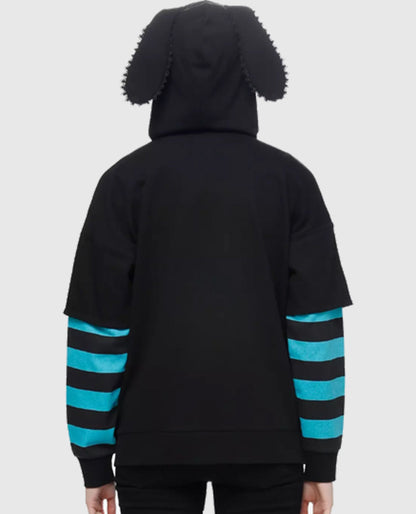 Hatsune Miku Jumbo Print Stripe Girls Hoodie