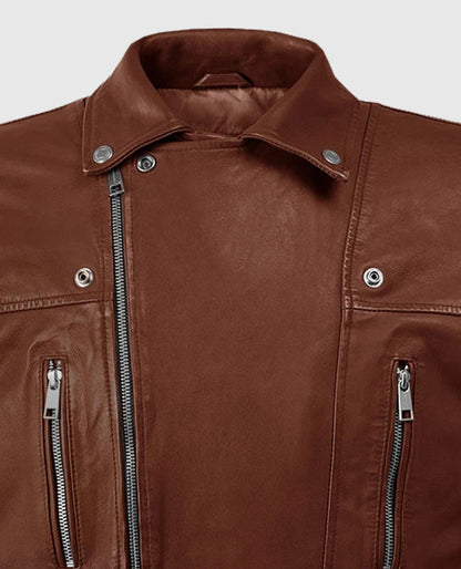 Men's Dauntless Tan Biker Leather Jacket