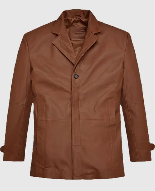 Robert Downey Jr Brown Leather Blazer