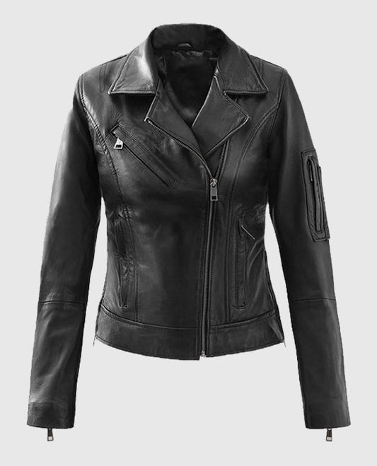 Karen Gillan Black Leather Jacket
