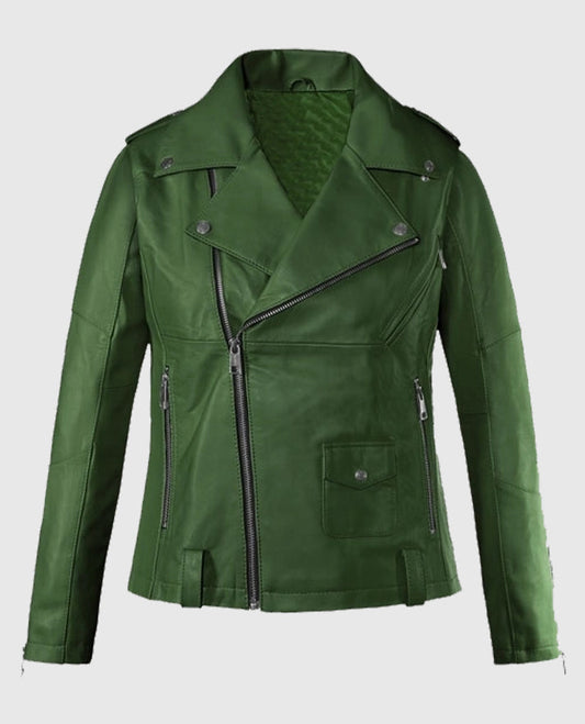 Rihanna Green Leather Jacket