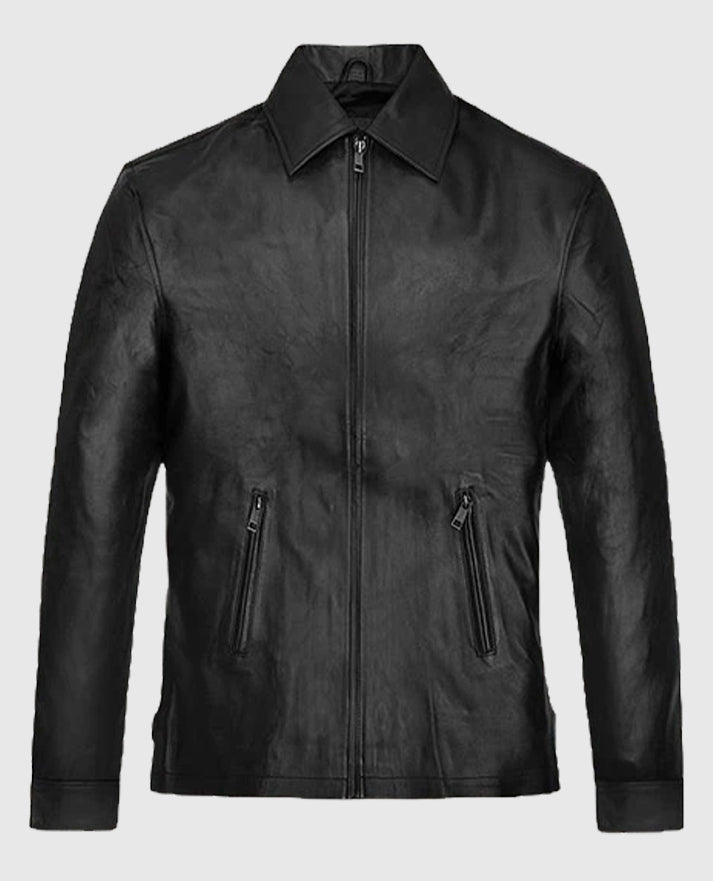 4-David Schwimmer Friends Season 4 Black Leather Jacket