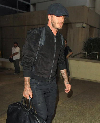David Beckham Black Suede Leather Jacket