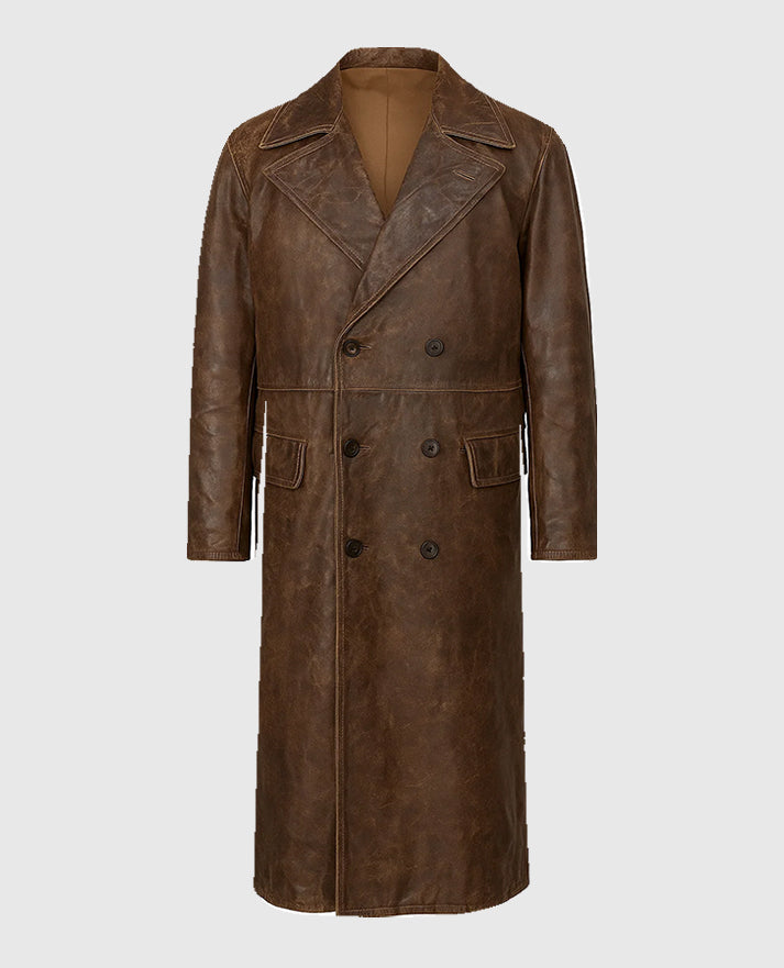 David Beckham Brown Leather Coat