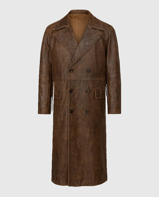 David Beckham Brown Leather Coat