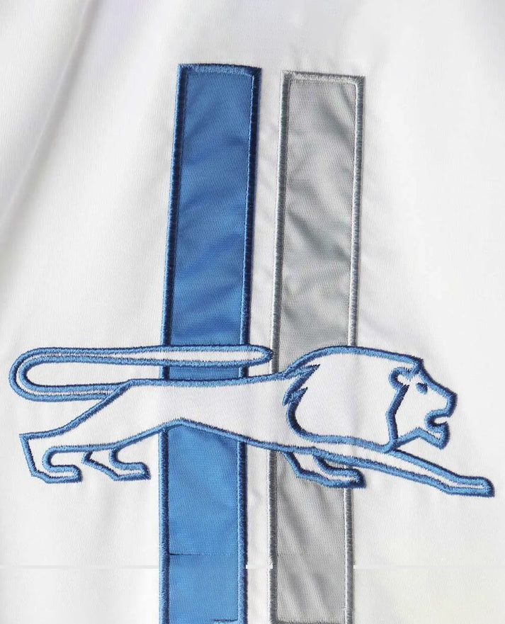 Detroit Lions Clean Up Edition White & Blue Throwback Satin Jacket