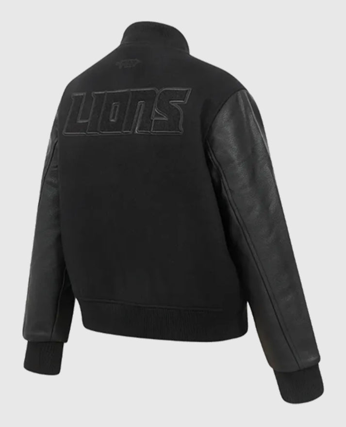 Detroit Lions Triple Black Varsity Jacket