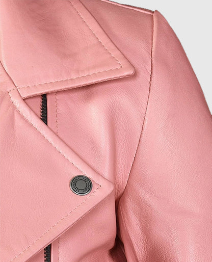 Women's Pink Biker Leather Jacket