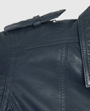 Women's Blue Washed & Wax Biker Leather Jacket