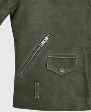 Women's Olive Suede Moto Leather Jacket