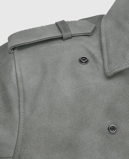 Women's Gray Suede Biker Leather Jacket