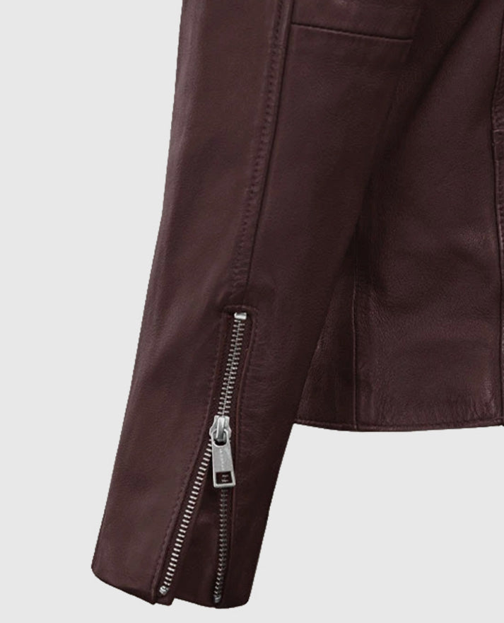 Men's Motorad Burgundy Biker Leather Jacket