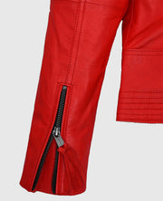 Women's Red Washed and Wax Leather Jacket