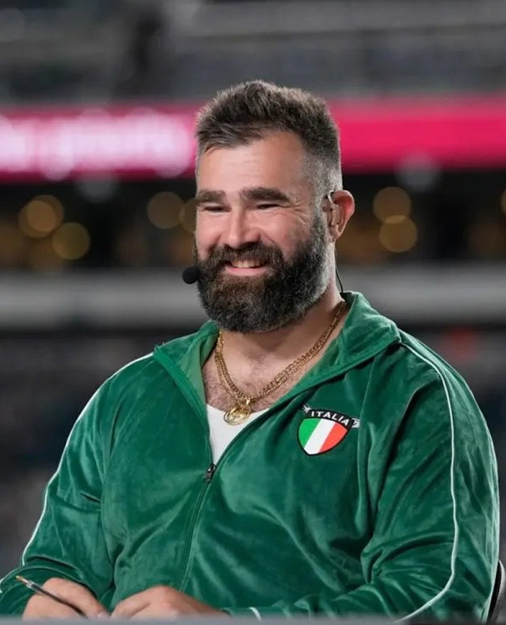Jason Kelce Italia Green velour tracksuit