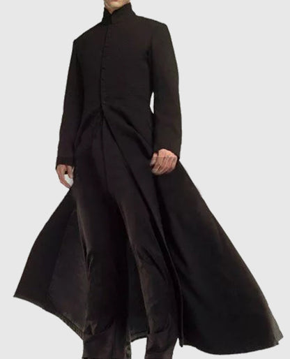 Neo Matrix Trench Coat Keanu Reeves Black Trench Coat