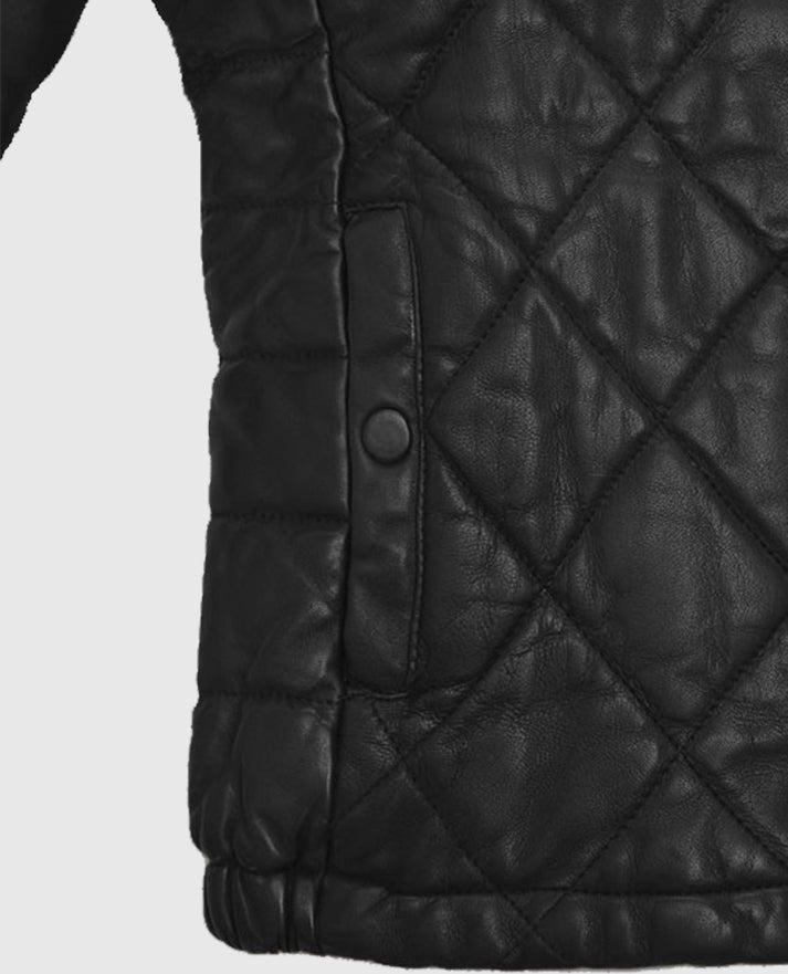 Women's Quilted Black Hooded Jacket