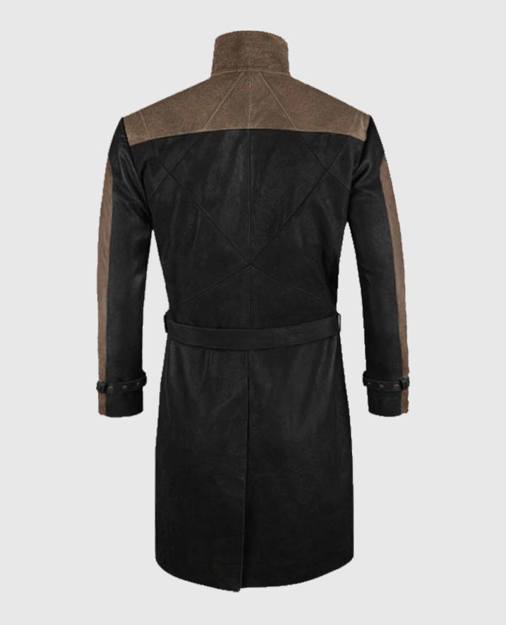 Aiden Pearce Watch Dog Leather Trench Coat - second image