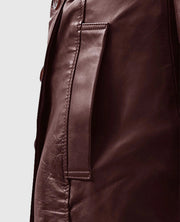 Women's Soft Maroon Wax Halcon Leather Trench Coat