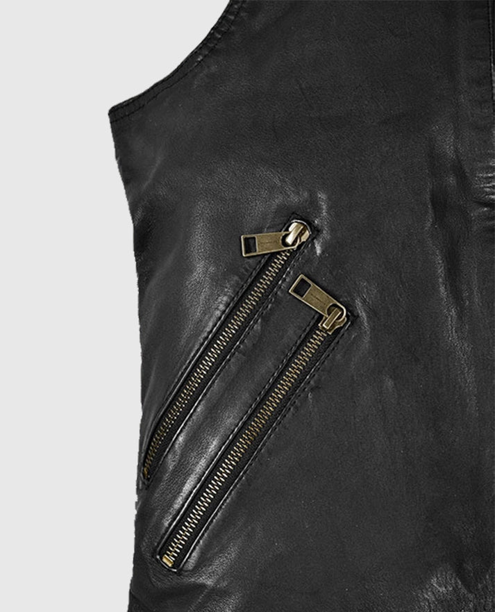 Men's Classic Black Biker Leather Vest