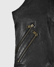 Men's Classic Black Biker Leather Vest