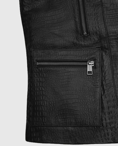 Men's Crocodile Pattern Biker Leather Vest