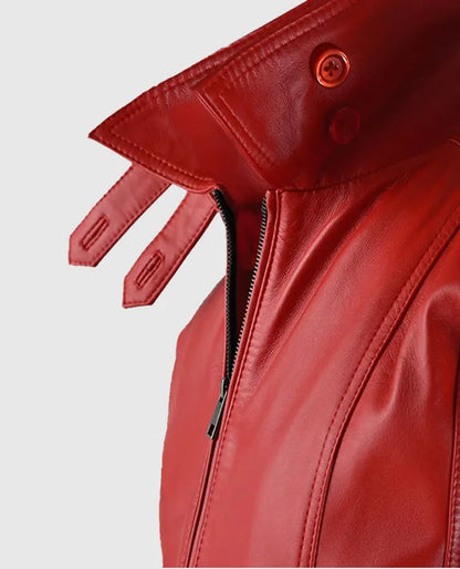 Men's Red Bomber Leather Jacket