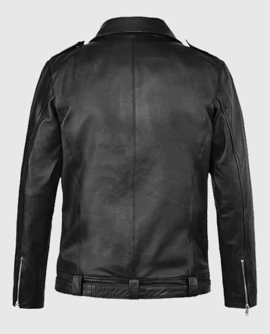 Black Asymmetric Motorcycle Jacket