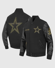 Dallas Cowboys Full-Zip Black & Gold Varsity Jacket