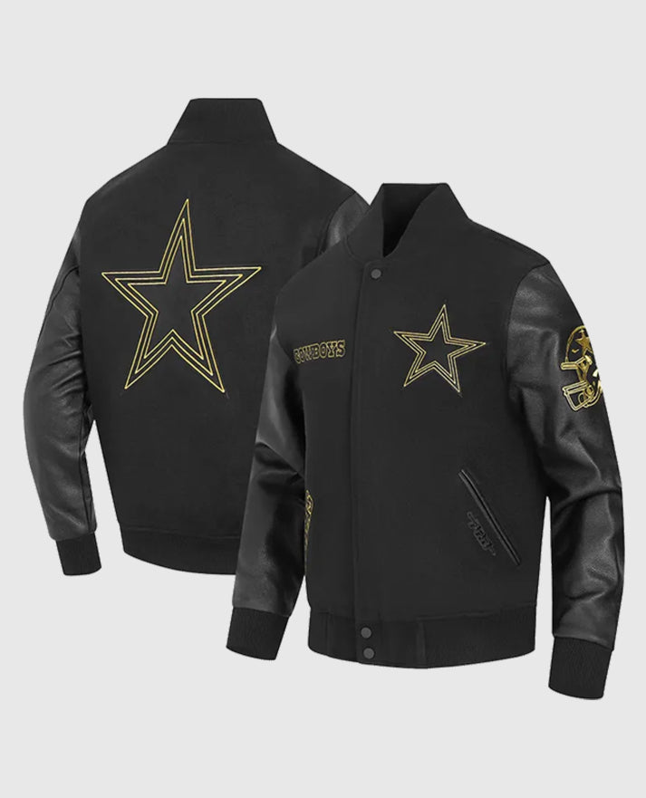 Dallas Cowboys Full-Zip Black & Gold Varsity Jacket