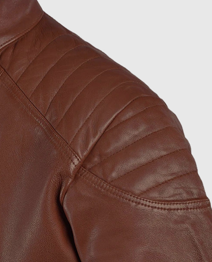 Men's Shotgun Tan Moto Leather Jacket