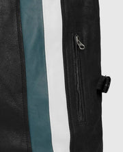 Men's Black Racer Stripe Leather Jacket