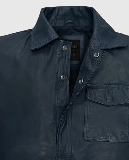 Mike Tyson Blue Leather Jacket