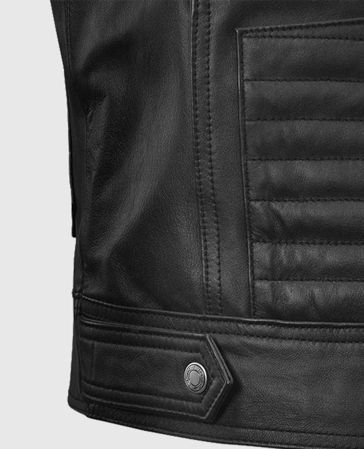 Men's Black Bikers Quilted Leather Vest