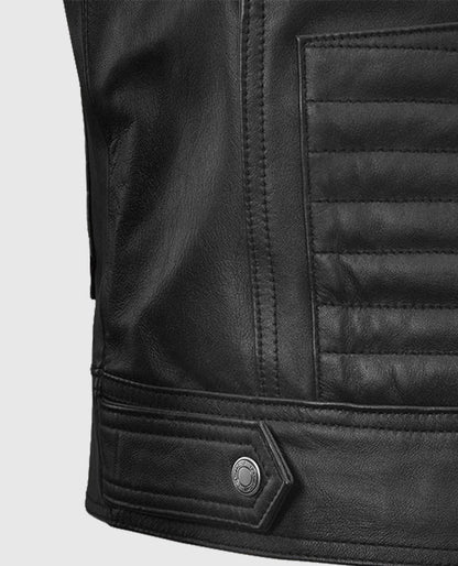 Men's Black Bikers Quilted Leather Vest