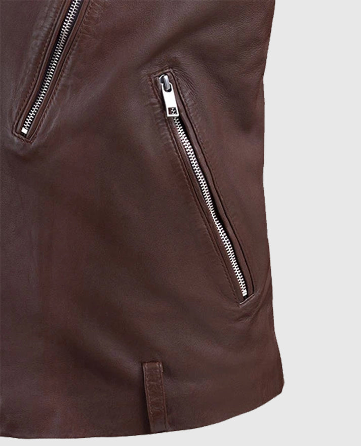 Men's Beast Burgundy Biker Leather Jacket