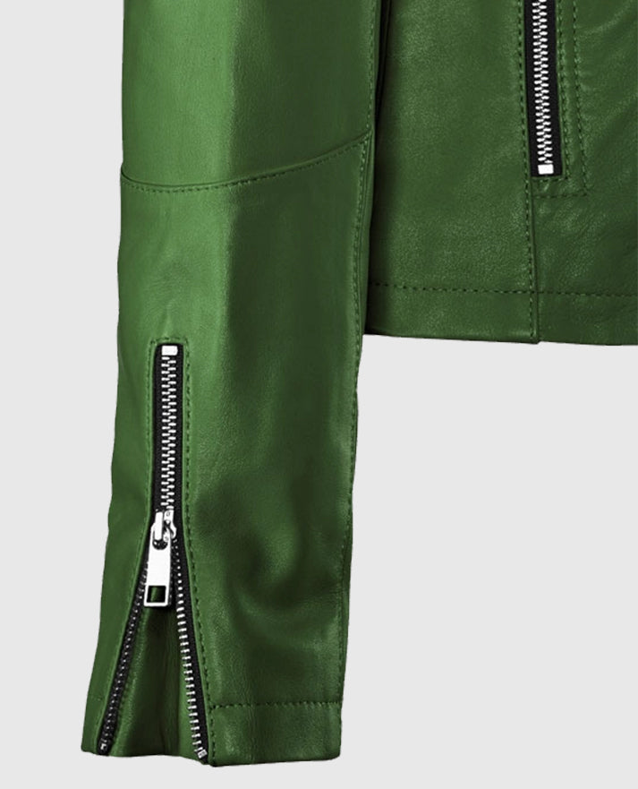 Rihanna Green Leather Jacket